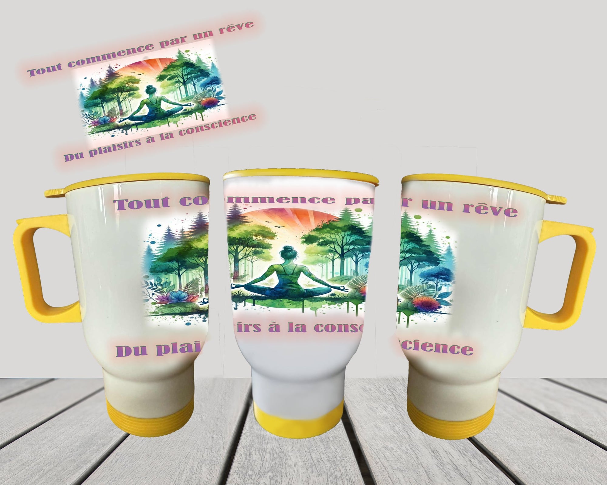 Tasse de voyage 14 oz | Couvercle jaune